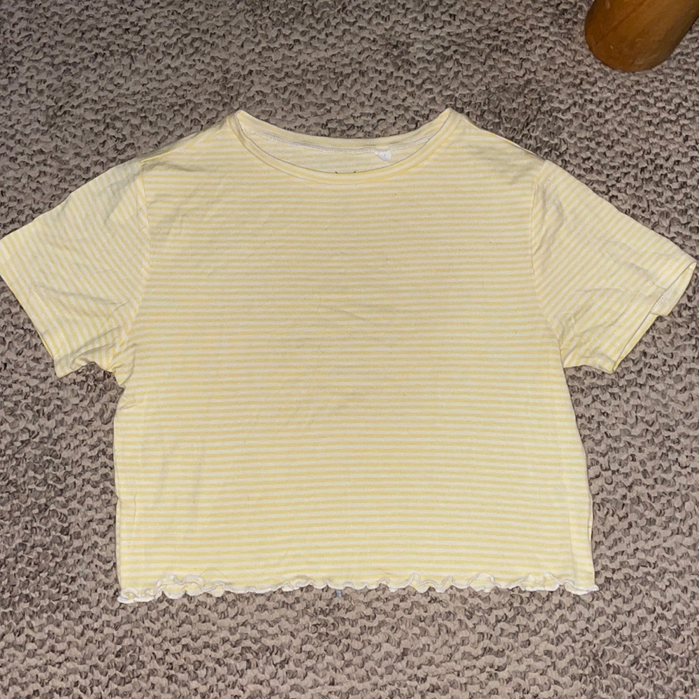Women’s pacsun crop top tee striped ruffles new